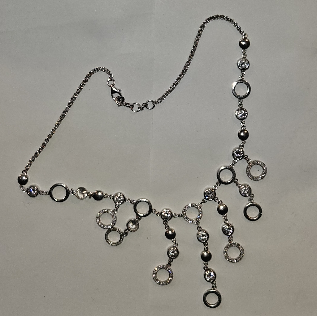 Vintage Toni Sterling Silver Necklace With Cubic Zarconia Accents 16